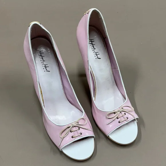 Highest Heel Collection Pink Peep-Toe Stiletto Heels - Picture 5 of 13